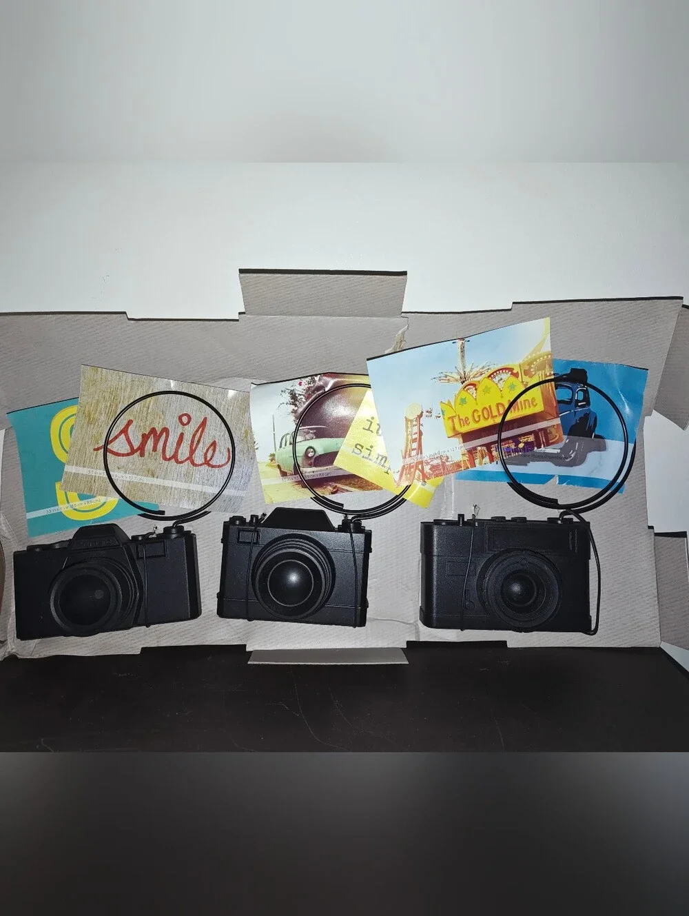Black Decorative Camera Photo Holders with Clip - Set of 3